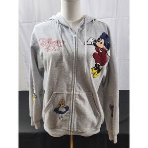 Disney 100 Minnie Mickey Mouse Women's XS Full Zip Sweatshirt Hoodie Gray Bambie